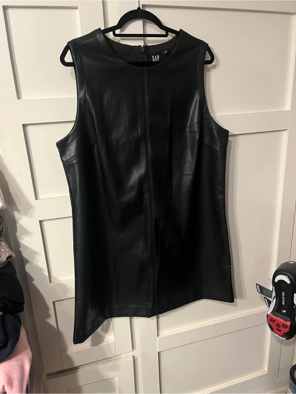 NWOT.  GAP Black Faux Leather Sleeveless Shift